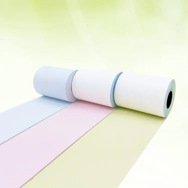 75*75mm Carbon less paper 2 ply, 3 ply , 4 ply paper . white, yellow, pink, green with different core size can do customize