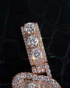 Bijoux Hip Hop personnalisés et tendance en Moissanite VVS, avec nom gravé, en Argent 925 plaqué or bicolore, certifiés unisexe - Product Image 4