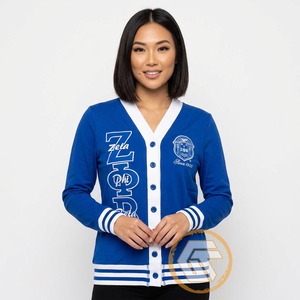 ออกแบบเสื้อคาร์ดิแกนสตรี Zeta Phi Beta ของคุณเอง เสื้อผ้าสตรีนักศึกษา สำหรับฤดูหนาว สวมใส่สบาย ผลิตจากอะคริลิกถัก ติดกระดุม คุณภาพสูง - Product Image 2