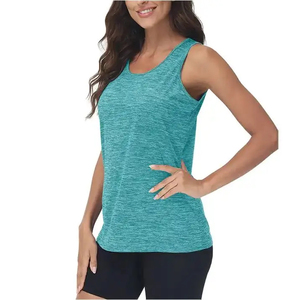 Camiseta sin Mangas de Punto Naranja, Cuello Redondo, Secado Rápido, Ropa Deportiva, 100% Poliéster, Color Sólido, para Mujer, 2026 - Product Image 2