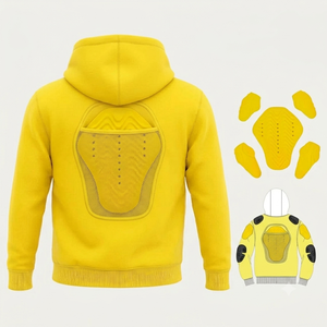 เสื้อฮู้ดมอเตอร์ไซค์ผู้ชาย ใยอะรามิด ซับในเคฟลาร์ ได้รับมาตรฐาน CE ป้องกันการกระแทก ผ้าฟลีซ ซิปเต็มตัว สำหรับนักแข่งรถมอเตอร์ไซค์ OEM - Product Image 6