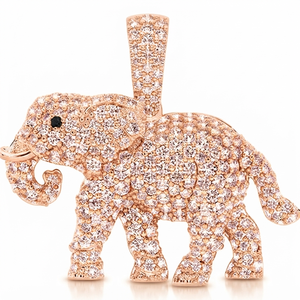 Colgantes de Animales Personalizables en Plata 925 Bañada en Oro Rosa, Estilo Hip Hop, con Diamantes Moissanita, Joyería de Elefante - Product Image 1