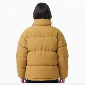 Women's Quilted Puffer Jacket <b>Winter</b> Warm Stand Collar Full Zip <b>Thick</b> Padding Logo Front Regular Fit <b>Coat</b> - Product Image 3