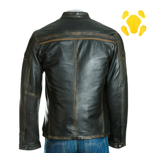 Mens Vintage Leather <b>Biker</b> <b>Jacket</b> Distressed Black Brown Cafe Racer Moto Slim Fit Genuine Leather Wholesale OEM Outerwear - Product Image 3