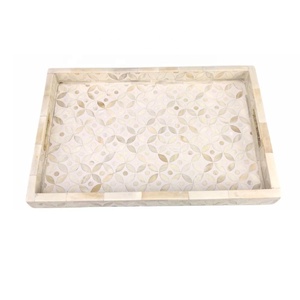 Bandeja Rectangular con incrustaciones de hueso pulido de alta calidad, bandeja para servir con incrustaciones de hueso, bandeja con incrustaciones de hueso hecha a mano a precio al por mayor - Product Image 4
