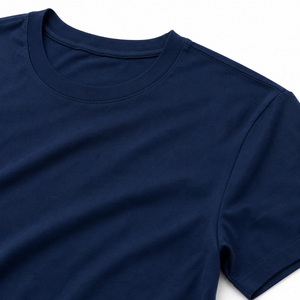 Camiseta de Manga Corta Azul Marino para Hombre, 100% Algodón, Corte Regular, Cuello Redondo, Estilo Casual, Tejido Jersey, Color Sólido - Product Image 4