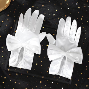 Guantes de satén personalizados al por mayor para novias, OEM, cortos, de tela, para bodas, accesorios de fiesta para mujer, 3 estrellas, expertos G01, en stock - Product Image 6