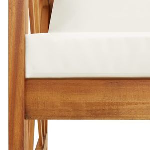 Banco de Jardín de Madera Natural y Color Blanco Crema para Patio, Muebles de Exterior Elegantes - Product Image 5