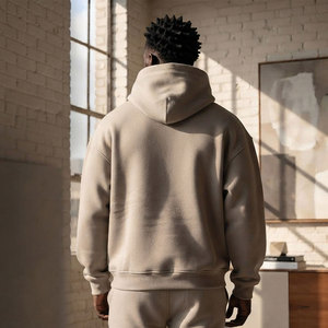 Sweat à capuche épais 450 GSM pour homme, en molleton structuré, à manches longues, style urbain moderne, tissu robuste - Product Image 2