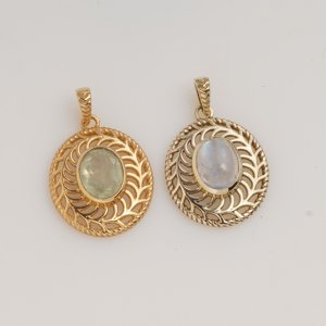 Rainbow Moonstone Sun Pendant Gold Tone Gemstone <b>Necklace</b> Celestial Jewelry Boho <b>Statement</b> Gift for Women Her - Product Image 2