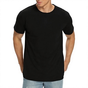 Camiseta de Algodón para Hombre, Cuello Redondo, Manga Corta, Corte Regular, Color Negro, Estilo Jersey de Punto, Casual - Product Image 1
