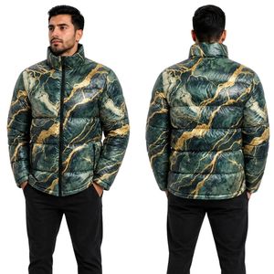 Chaqueta Acolchada para Hombre con Patrón Metálico Bronce Dorado, Poliéster Impermeable, Acabado de Lujo, Resistente a la Decoloración, Chaquetas Acolchadas Premium para Hombre - Product Image 3