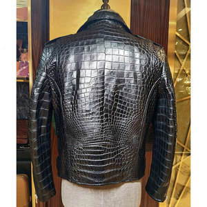 Veste en cuir à motif crocodile de qualité supérieure pour homme, style motard, durable, confortable, vêtement d'extérieur pour l'hiver - Product Image 4