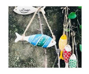 Décoration de poisson en bois, modèle artisanal personnalisé, figurine écologique, sculpture sur bois naturel, décoration nautique côtière, ornement pour la maison - Product Image 1