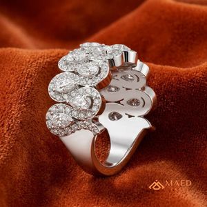 Anillo de Compromiso de Moissanita con Corte de Pera, Banda Abierta, Plata de Ley 925, Joyas de Lujo para Boda, Joyería para Mujer - Product Image 2
