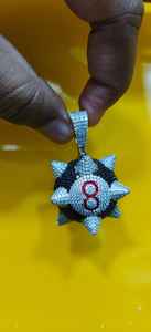 Colgante de Moissanita Hip Hop con diseño de bola de billar número 8, estilo Sport Spike, de Plata 925, con incrustaciones de circonitas, inspirado en Trippiered - Product Image 4