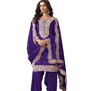 Traje Salwar de trabajo con bordado de hilo de seda Georgette de último diseñador por Fab Zone - Product Image 1