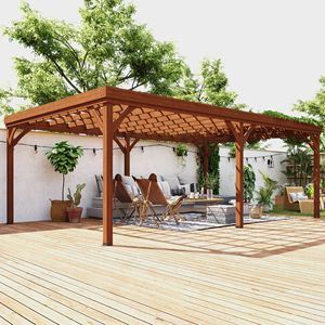 Pergola in Alluminio 3,6m x 6m per Giardino Esterno, Patio, Terrazza, Gazebo per Viti con Ancoraggi in Cemento, Colore Marrone - Product Image 2