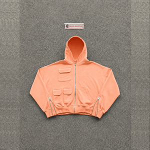 เสื้อฮู้ดดี้พรีเมียมสีพีชทรงโอเวอร์ไซส์แบบซิป มีกระเป๋า ดีไซน์เรียบง่าย สไตล์ลำลอง ผ้าเฟรนช์เทอร์รี่ เหมาะสำหรับใส่ในฤดูใบไม้ร่วง พร้อมฟังก์ชั่นใช้งานอเนกประสงค์ - Product Image 5