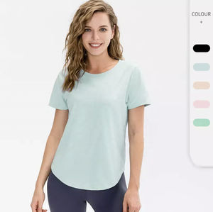 เสื้อยืดผู้หญิงสำหรับฤดูร้อน ระบายอากาศได้ดี จากปากีสถาน ผ้าฝ้าย 100% แห้งเร็ว ทรงปกติ สวมใส่สบาย เหมาะสำหรับเล่นกีฬา - Product Image 3