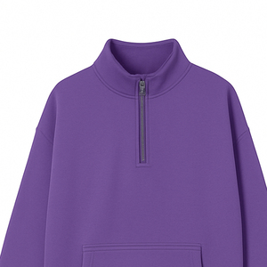 Sweat-shirt polaire chaud d'hiver pour femme, pull à quart de zip, grande taille, manches longues - Product Image 6