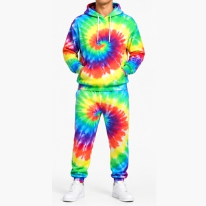 Tie Dye <b>Tracksuit</b> with Full Length Zipper Jacket and Coordinated Pants <b>Modern</b> Street Style Casual Outfit for <b>Men</b> with OEM - Product Image 1