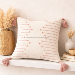 Housse de coussin en coton style bohème pour la maison, motif losanges noir et blanc, pour salon, par le fabricant de housses de coussin bohèmes - Product Image 2