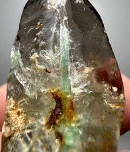 Natural Emerald <b>Crystals</b> On Smoky Quartz From Panjshir Afghanistan Rare Mineral Specimen Collector Display - Product Image 1