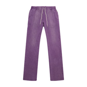 Pantalon de jogging décontracté pour homme, taille mi-haute, coupe droite, en Spandex/Coton, délavé à l'acide, haute qualité, sur mesure - Product Image 1