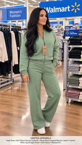 Conjunto Deportivo de Mujer en Verde Salvia con Cierre, Cuello Alto y Manga Larga, 2 en 1, Ligero e Informal - Product Image 5