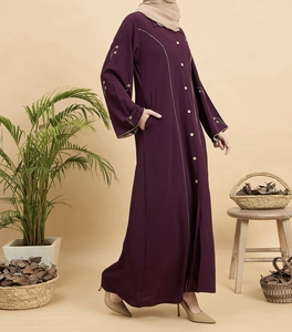 Best Selling Beautiful Dubai Women <b>Abaya</b> Traditional Islamic Muslim Clothing & Accessories Floor Length Long Sleeves Front Open - Product Image 5