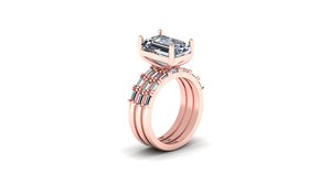 Premium Gold Silver Women <b>Ring</b> Yellow White Rose Finish Moissanite CVD Colour Stone <b>CZ</b> EGL VVS2 D Emerald Baguette 5.84 CTS VS1 - Product Image 2