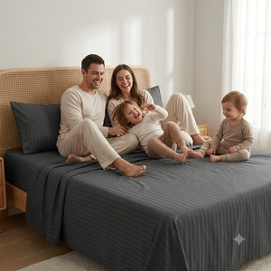 Wholesale 4 Piece Microfiber luxury <b>Bedding</b> Set Queen Size Flat Fitted Sheet with 2 Pillowcases Soft Breathable - Product Image 3