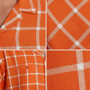 Chemise à carreaux classique, col cubain, légère, décontractée pour l'été, chemises pour hommes, fabrication professionnelle confortable - Product Image 2