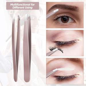 9 pinces à épiler de précision en acier inoxydable à pointe inclinée pour sourcils, poils incarnés et points noirs - Écologiques, à pointe fine et aiguisée - Product Image 6