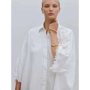 Vestido Kaftán Extra Grande de Algodón Blanco para Mujer, Bordado, con Botones, para la Playa, Estilo Maxi - Product Image 2