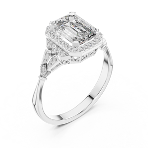 Anillo de Compromiso con Halo de Esmeraldas Corte Catedral de 1.95 CT, Elegantes Anillos de Diamantes para Novias - Product Image 3