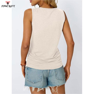 Débardeur court en coton tricoté pour femme, sans manches, respirant, séchage rapide, personnalisable pour le printemps, l'été et l'automne - Product Image 4