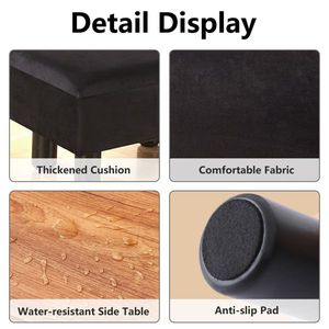 Modern Accent Linen Footrest Storage Ottoman Solid Wood Legs <b>Step</b> <b>Stool</b> Seat for Couch & Living Room - Product Image 5