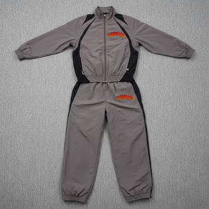 YOURBRAND Men's Sporty Tracksuit Set Gray Black Polyester Quick Dry Autumn Stand Collar Full <b>Zip</b> Design - Product Image 1