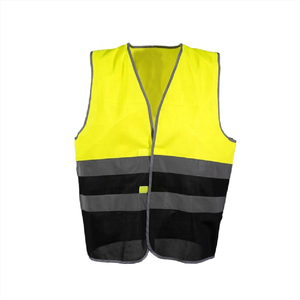 Gilet de sécurité haute visibilité Halex International HI-5745, tissu polyester 180 GSM, imperméable, jaune, panneau noir réfléchissant, personnalisable - Product Image 2