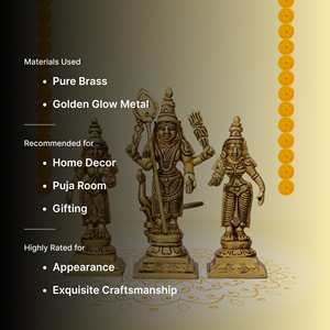 Ídolo de Latón de Lord Murugan con Acabado Dorado, Escultura Tradicional Hecha a Mano para Culto en Templos, Decoración de Mesa para Pooja en el Hogar - Product Image 5