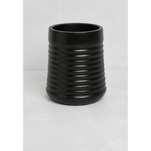 Porte-ustensiles artisanal en bois de manguier noir avec rainures sculptées - Vente en gros - Product Image 1