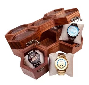Hexa Time Vault Royal Hexagon Wooden Watch <b>Box</b> with 5-Slot Jewelry <b>Storage</b> Organizer for Prestige Watches - Product Image 2