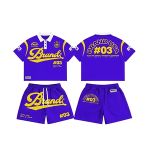 Ensemble chemise et short pour homme, marque privée 2026, vêtements décontractés d'été, tenue en coton tricoté respirant - Product Image 1
