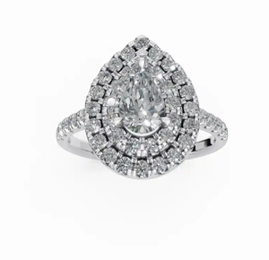 Anillo de compromiso con diamante cultivado en laboratorio Sparkling Dew Of Forever Halo, 1384 quilates de peso total, 46 piedras brillantes en oro fino. - Product Image 6