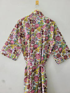 Bata Kimono de Algodón Estampado Floral para Mujer, Elegante y Casual, con Estampado Jaipuri, Ligera y Ecológica para Verano - Product Image 6