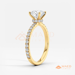 18K Gold Plated Round Moissanite Engagement Ring Lab Grown Diamond Bridal Jewelry Women USA Luxury <b>Gift</b> - Product Image 6