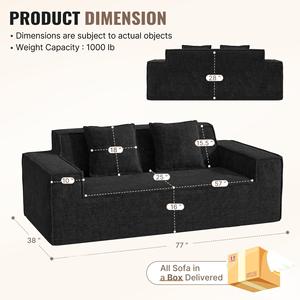 Canapé en tissu velours Gelli, canapé minimaliste pour salon, doublure intérieure en éponge pure - Product Image 4