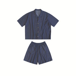 Nouvel ensemble décontracté unisexe d'été en velours imprimé respirant, chemise et short amples à col cubain en velours fin - Product Image 5